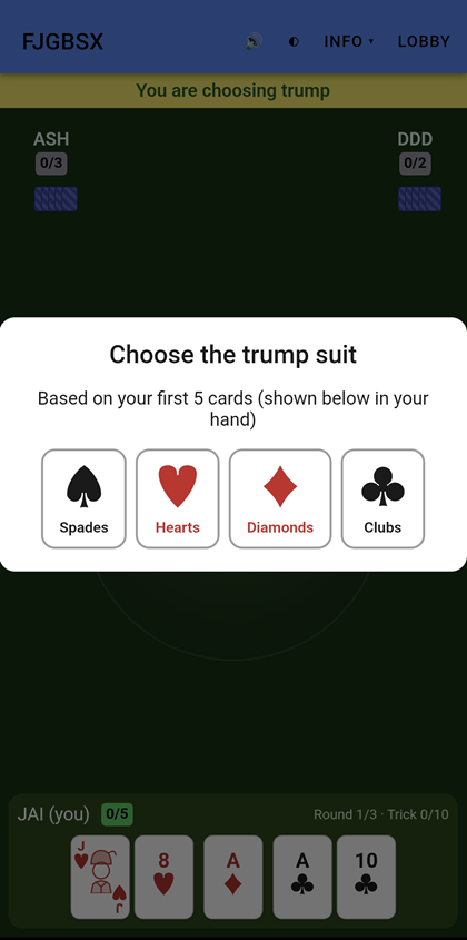 Choosing the trump suit from the first five cards